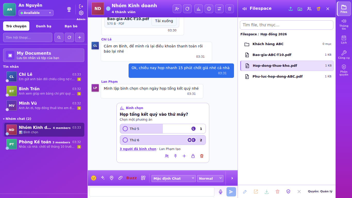 Ngăn Files của Nexroom: thư mục và file chia sẻ cho nhóm
